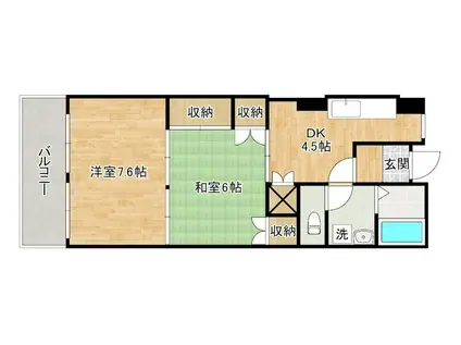 ハイム北九州(2LDK/6階)の間取り写真