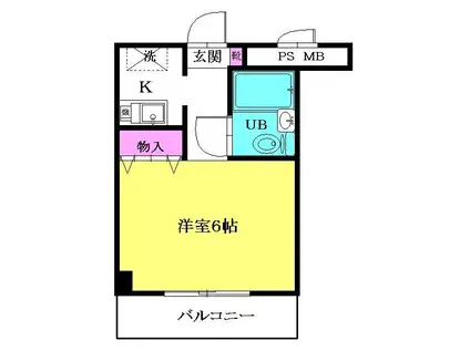 ベルード市川(1K/3階)の間取り写真
