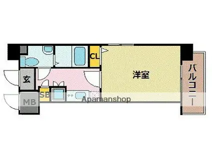 ダイナコートエスタディオ博多(1K/8階)の間取り写真