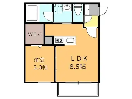 ラルヴェール試験場前Ⅱ(1LDK/3階)の間取り写真