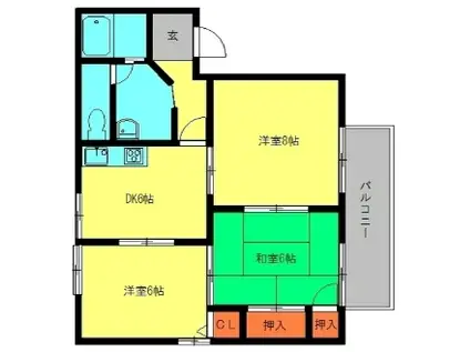 メルベーユ60(3DK/1階)の間取り写真