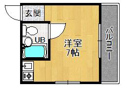 リベラールハイム(1K/2階)の間取り写真