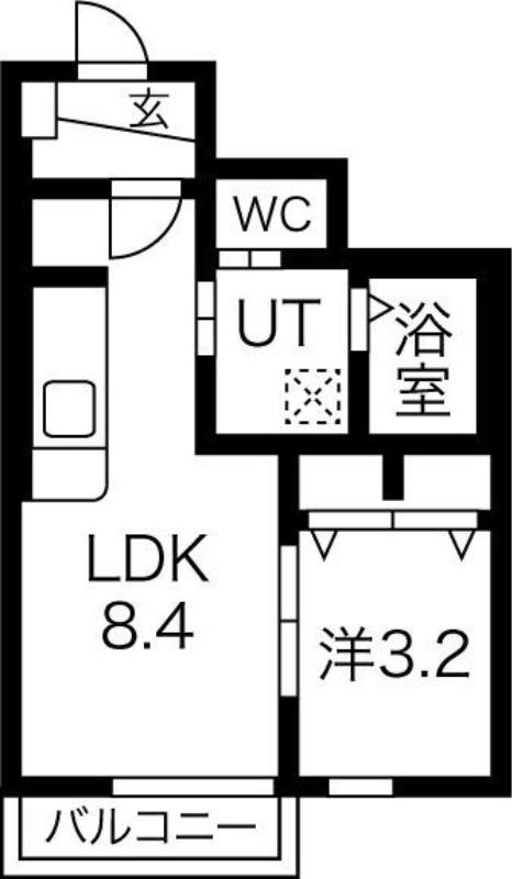 エスポワール吉岡(1LDK/1階)の間取り写真