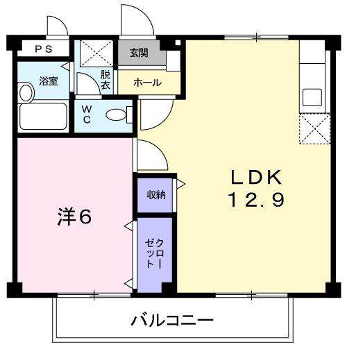 シティハイツ川地(1LDK/2階)の間取り写真