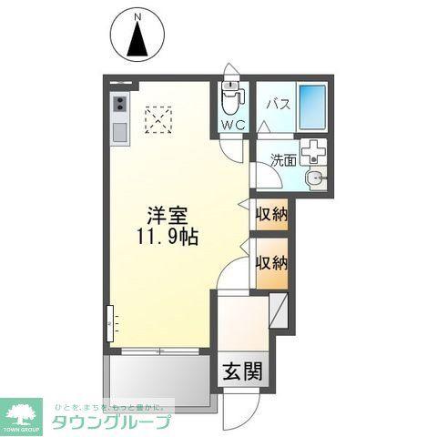 エヴァージュB(ワンルーム/1階)の間取り写真