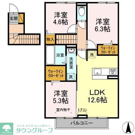 グランパルク B(3LDK/2階)の間取り写真