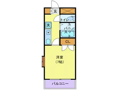 パークハウスオンワード(1K/7階)の間取り写真