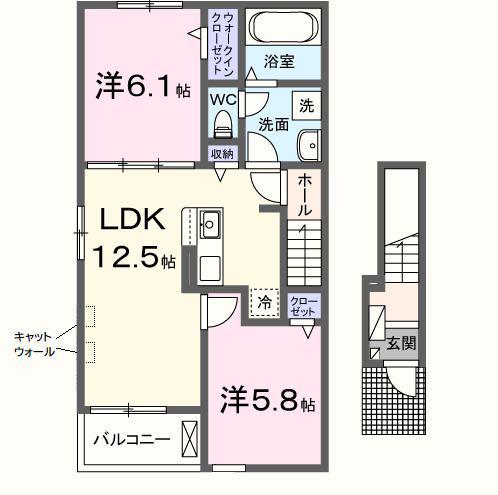 ヴィラ ブリーズ(2LDK/2階)の間取り写真