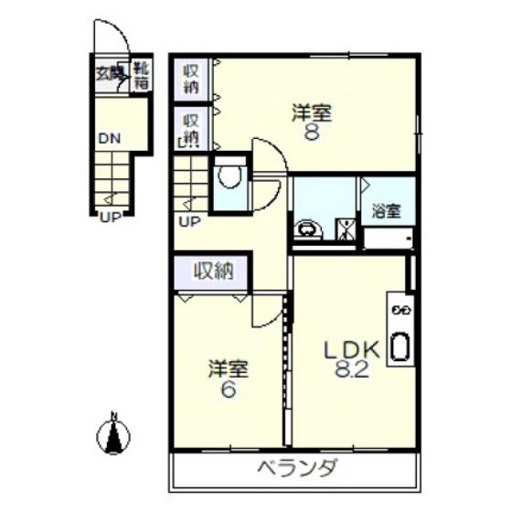 ファーストコートA(2LDK/2階)の間取り写真