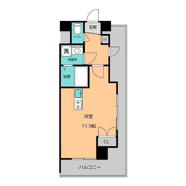 CLUB ORIENT NO.70 HARBOR サウス TOWE(ワンルーム/14階)の間取り写真