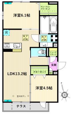 ル・ヴレ(2LDK/1階)の間取り写真