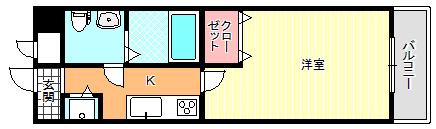 フォレスタ長居(1K/4階)の間取り写真