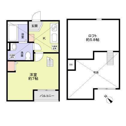 リラート美園(1K/2階)の間取り写真