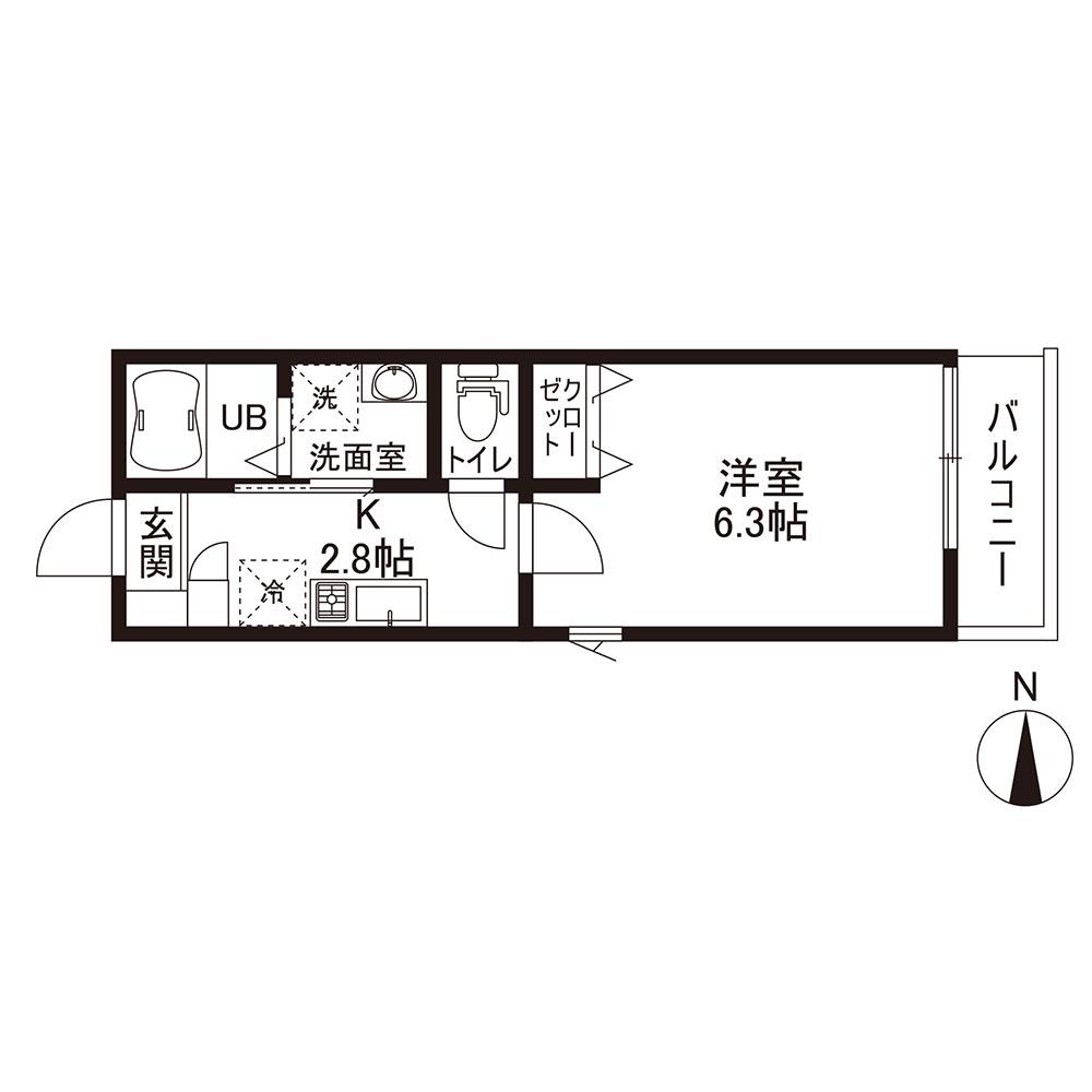 CONTECASA弘明寺(1K/3階)の間取り写真
