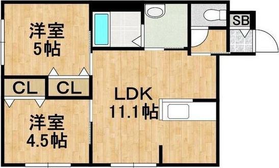 LAVENDER TERRACE(2LDK/4階)の間取り写真