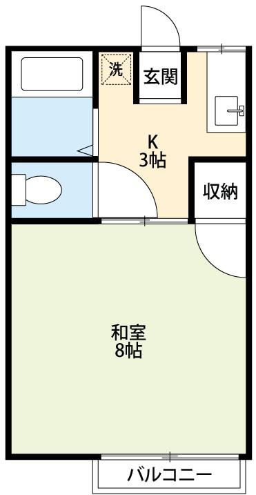 エレガンスハイツ金子(1K/2階)の間取り写真