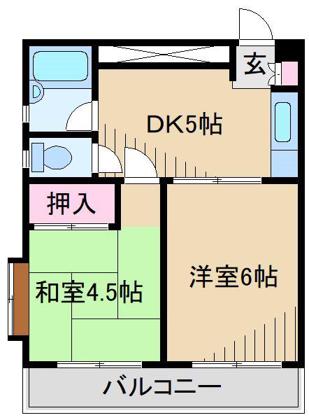 ハイタウン新丸子NO.2(2DK/1階)の間取り写真