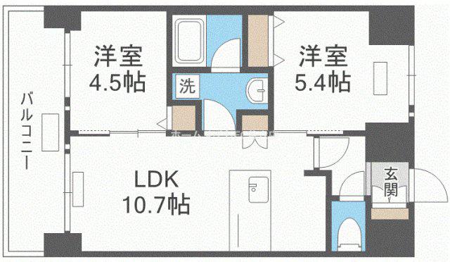 プレサンス大阪福島シエル(2LDK/15階)の間取り写真