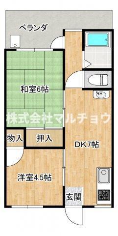 コーポロゼ(2DK/1階)の間取り写真