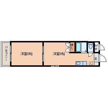 シャルム中島(2K/4階)の間取り写真