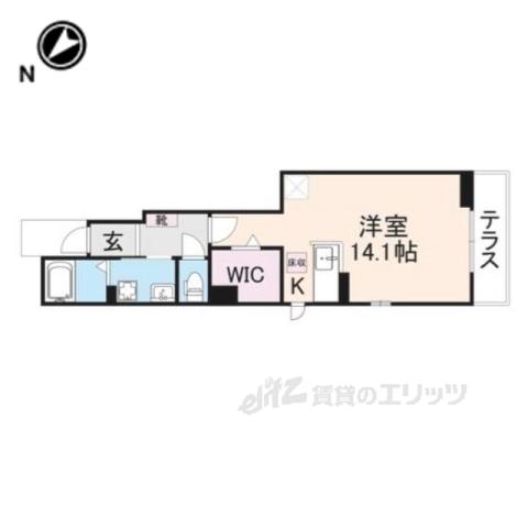 リバーサイド(ワンルーム/1階)の間取り写真