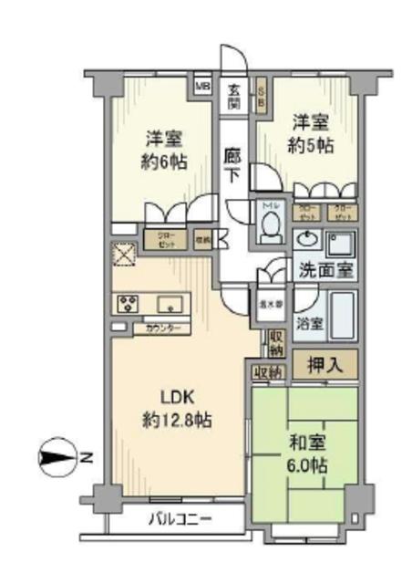 厚木・コアラマンション(3LDK/3階)の間取り写真