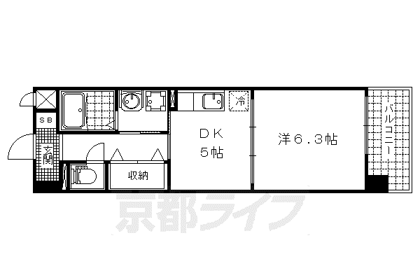 シカタ シャンブレットI(1DK/7階)の間取り写真