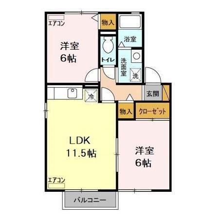 スカイコート(2LDK/1階)の間取り写真