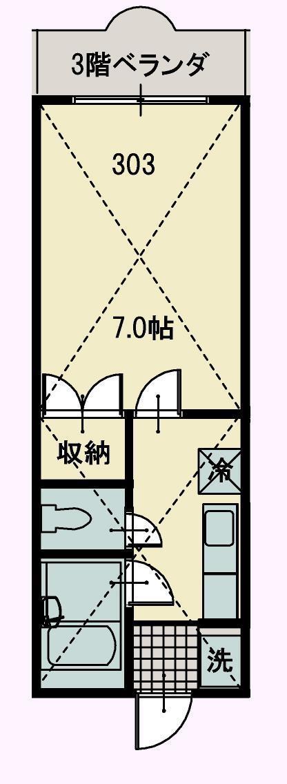 志幸19ミリオン2(1K/3階)の間取り写真