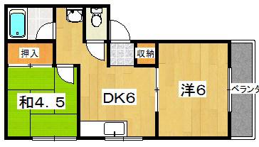 ハイツ長谷川(2DK/2階)の間取り写真