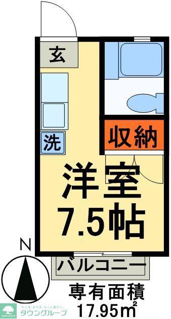 サニーコーナー(ワンルーム/2階)の間取り写真