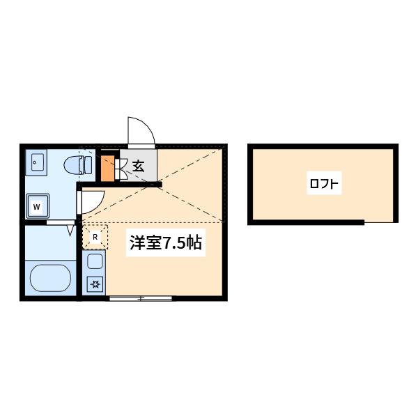 メティス(ワンルーム/2階)の間取り写真