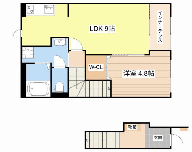 守山6丁目アパート(1LDK/2階)の間取り写真