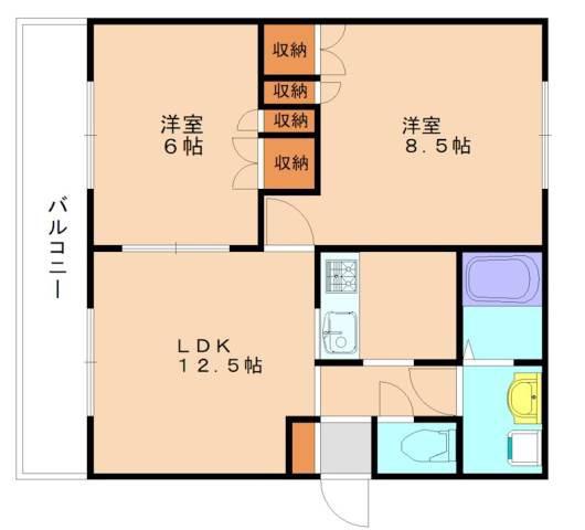 ベルエポック桜川 A棟(2LDK/2階)の間取り写真