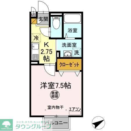 スマートF(1K/2階)の間取り写真
