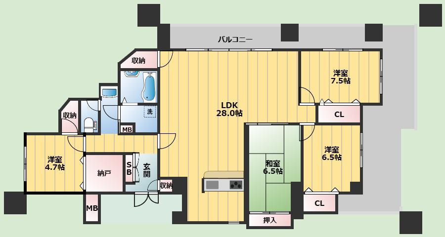 アランジェヒルズ東豊中(4SLDK/2階)の間取り写真