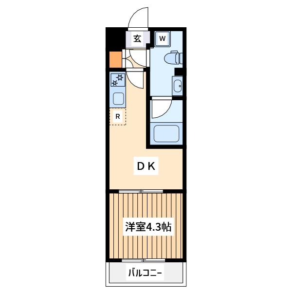 リヴシティ八王子(1DK/2階)の間取り写真