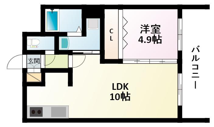 ノルデンタワー新大阪プレミアム(1LDK/9階)の間取り写真