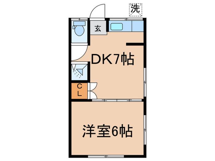 仁田荘(1DK/2階)の間取り写真