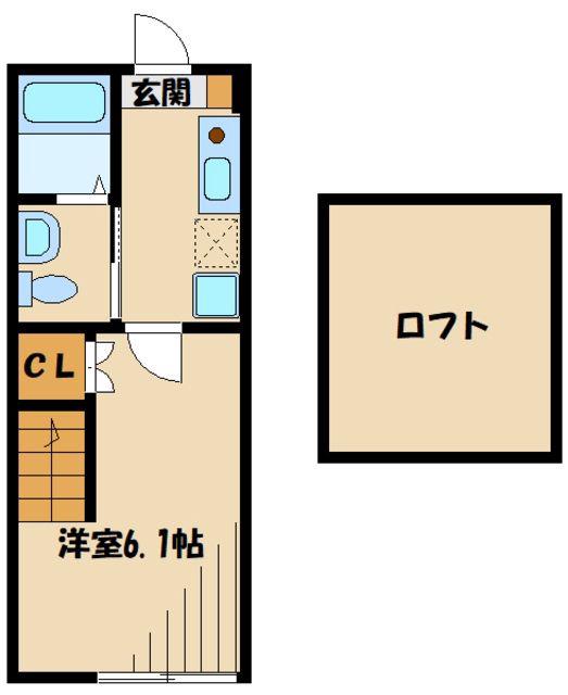 サウステラス(1K/2階)の間取り写真