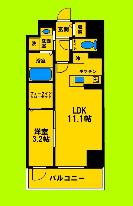 エコロ トヨナカ(1LDK/7階)の間取り写真