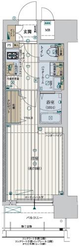 ファーストフィオーレ新町ファジスタ(1K/15階)の間取り写真