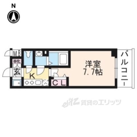 エスリード京都梅小路アヴェニテ(1K/4階)の間取り写真
