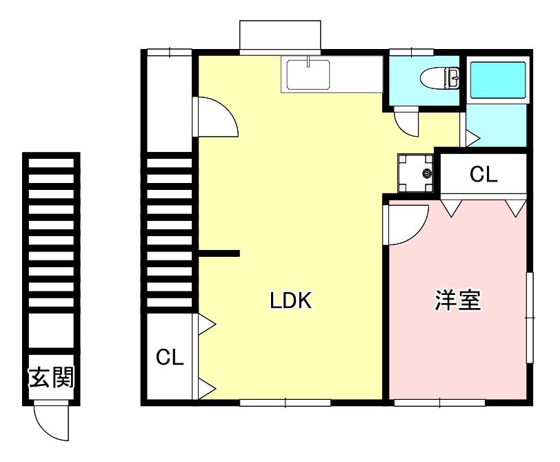 秋満アパート(1LDK/2階)の間取り写真