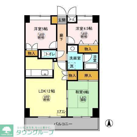 グランディス新八柱(3LDK/3階)の間取り写真