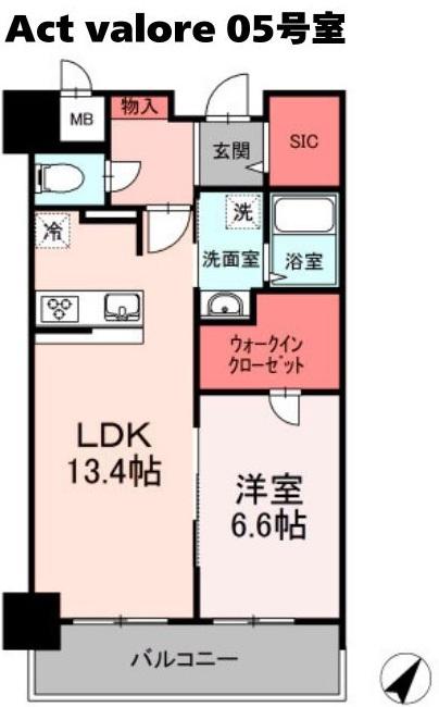 ACT VALORE(1LDK/8階)の間取り写真