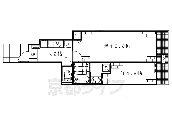 ジュネビーブII(2K/1階)の間取り写真