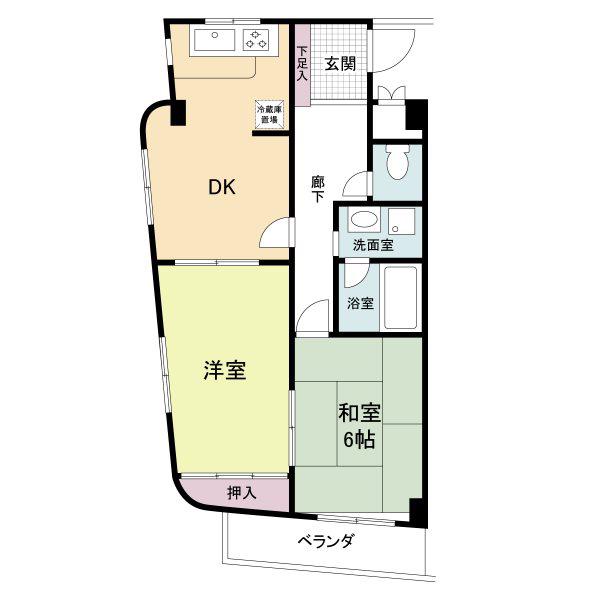 宮崎ハイツ(2DK/3階)の間取り写真