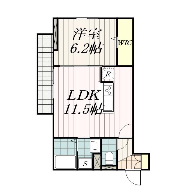 DーROOM弁天3丁目 C(1LDK/1階)の間取り写真