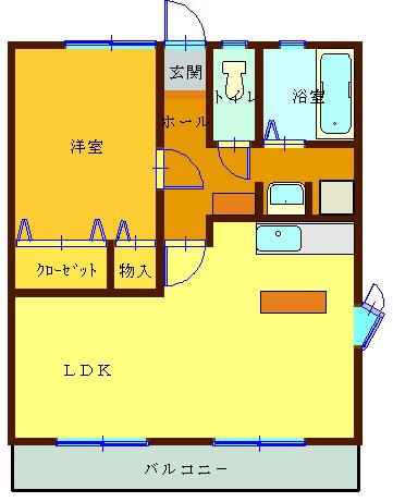 メッツ鶴田(1LDK/2階)の間取り写真